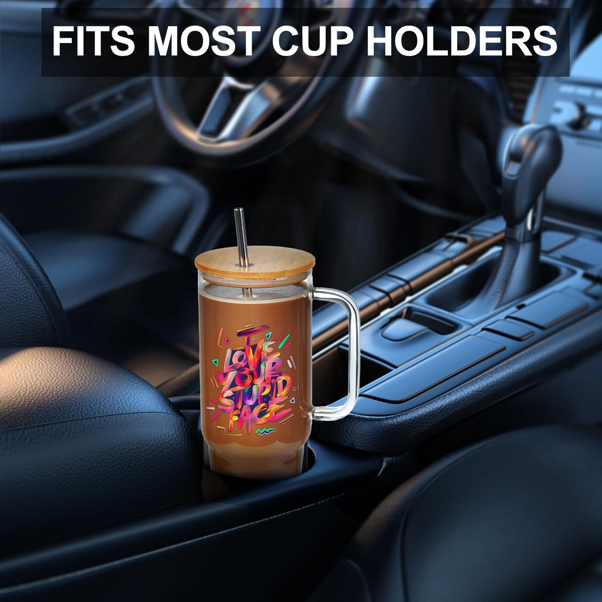 Laosh 40 oz Sublimation Glass Tumbler with Handle, Clear Tumblers with Lid and Straw, 40oz Large Capacity Drinking Glass Cups Bulk for Smoothie, Beer, Coffee, Tea, Milk, soda, water - 4 Pack Laosh