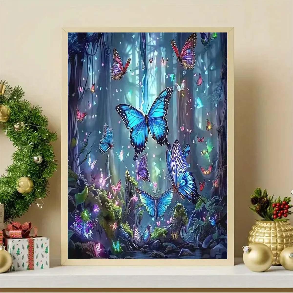 GEMFAMILY Butterfly Diamond Art Kits for Adults,5D Diamond Painting Kits for Butterfly Forest,DIY Round Full Drill Diamond Painting Kits for Beginner Home Wall Decor12 X 16Inch GEMFAMILY
