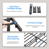 ROIL 14 Inch Twin Size Bed Frame with Mattress Slide Stopper - Single Black Basic Anti Squeak Steel Slats Metal Platform, Heavy Duty Noise Free Easy Assembly Bedframes, No Box Spring Needed ROIL