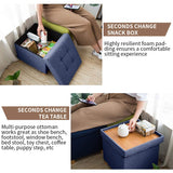 BRIAN & DANY Small Ottoman with Storage, Foot Stool Ottoman Storage Cube, Foot Rest for Couch with Legs, Navy Blue 15" x 15" x 15" BRIAN & DANY