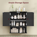 TEENFON Bathroom Wall Cabinet, Over The Toilet Space Saver Storage Cabinet with Barn Doors & Adjustable Shelf, Hanging Medicine Cabinet, Black TEENFON