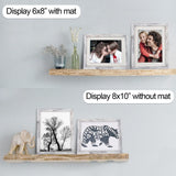 AEVETE 8x10 Picture Frame White Distressed Display Photos 6x8 with Mat or 8x10 without Mat for Wall Tabletop AEVETE
