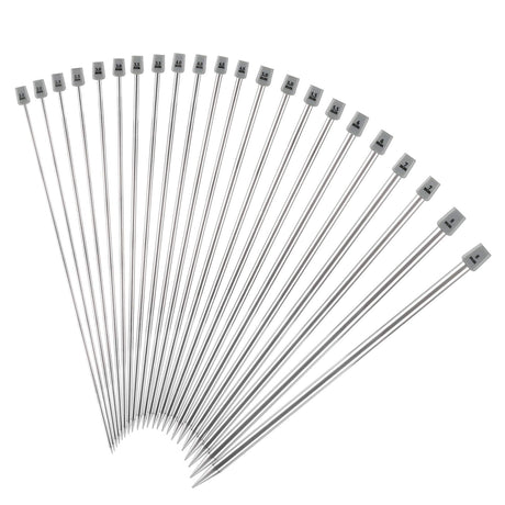 LEMESO 22Pcs/11 Pairs Stainless Steel Knitting Needles Set, Colored Straight Single Pointed Metal Knitting Needles, 11 Size from 2.0mm-6.5mm, 13.7 Inches Length for Handmade DIY Knitting (35cm) LEMESO