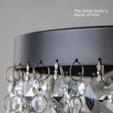 KSRYSZCQ Black Crystal Ceiling Light 4 Light Semi Flush Mount Ceiling Light Crystal Close to Ceiling Light Fixtures for Bedroom Living Room Kitchen Hallway KSRYSZCQ