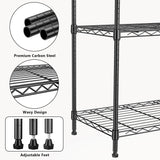 M MZG 1250 lbs 5 Tier Shelf Metal Storage Shelves Wire Rack Closet Organizers with Wheel for Garage Kitchen Bathroom Laundry Black 13.7" D x 23.6" W x 62.4" H M MZG