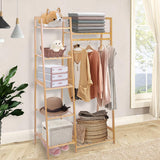 Ufine Bamboo Garment Rack 7-Tier Storage Shelves Clothes Hanging Rack, Heavy Duty Clothing Rack Minimalism Wardrobe Closet Organizer for Indoor Ufine