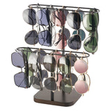 Mkono Sunglasses Organizer Glasses Holder Stand for 24 Pairs of Eyewear, 2 Tier Sunglass Storage Eyeglasses Display Rack Metal Frame with Wood Base for Table Desk Countertop Dresser Bedroom, Black Mkono