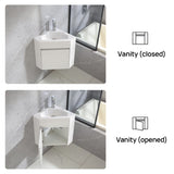 wonline 16" Corner Bathroom Vanity Sink Combo for Small Space Wall Mounted Cabinet Set Design White Resin Basin Sink Top Chrome Faucet and Drain wonline