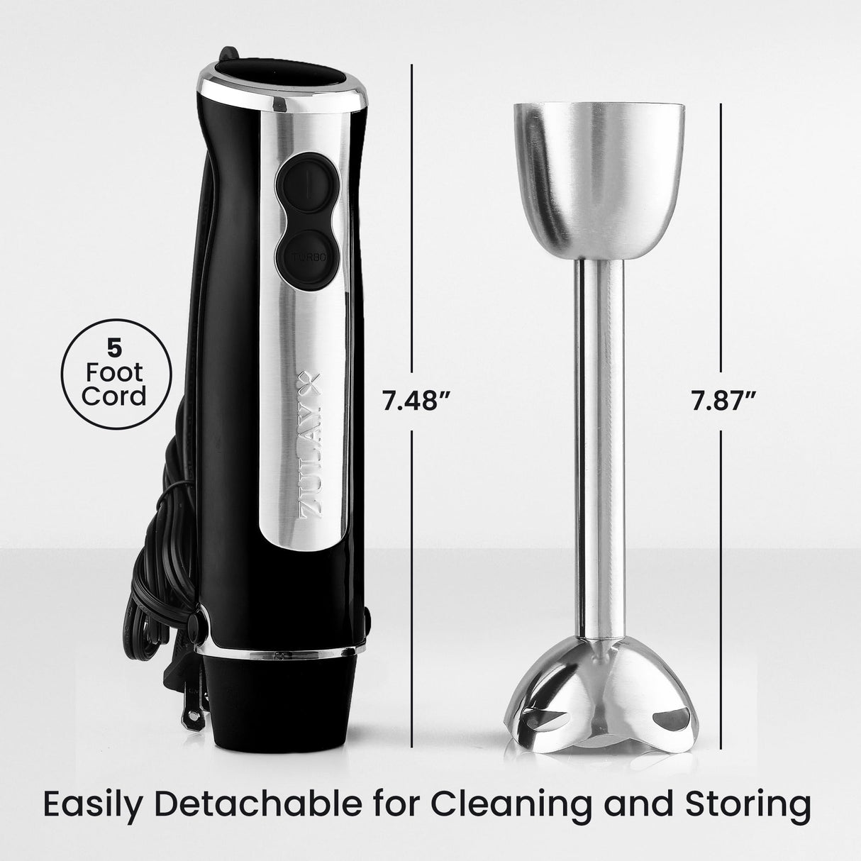 Zulay Immersion Blender Handheld - 800 Watt Hand Blender With High-Power Turbo Mode - Durable Stick Blender With Ultra-Sharp Stainless Steel Blades For Effortless Blending - Black Zulay Kitchen