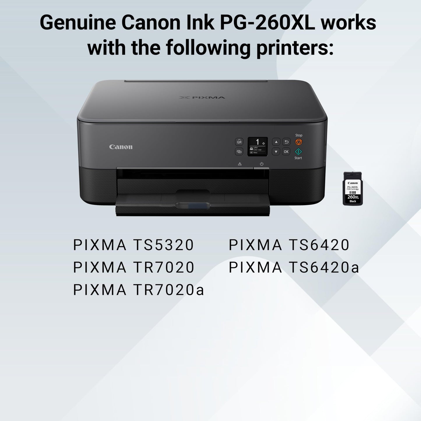 Canon PG-260 XL Genuine Black Ink Cartridge, Compatible with TS5320/6420/6420a,TR7020/7020a