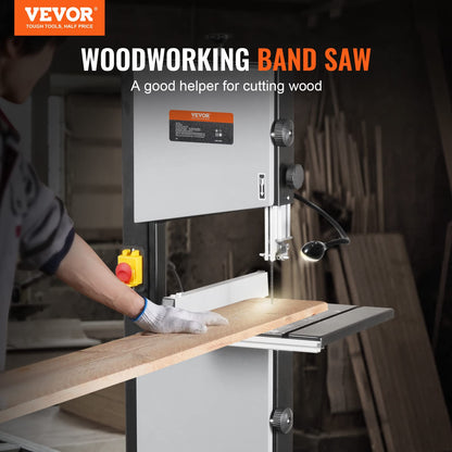 VEVOR Benchtop Band Saw, 10-Inch, Dual-Speed (560 & 1100 RPM), 370W 1/2HP Motor, Includes Metal Stand, Work Light, Fence, and Miter Gauge for Wood, Aluminum, Plastic Crafting - WoodArtSupply