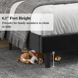 Allewie Queen Platform Bed Frame/Velvet Upholstered Bed Frame with Vertical Channel Tufted Headboard/Strong Wooden Slats/Mattress Foundation/Box Spring Optional/Easy Assembly/Black Allewie