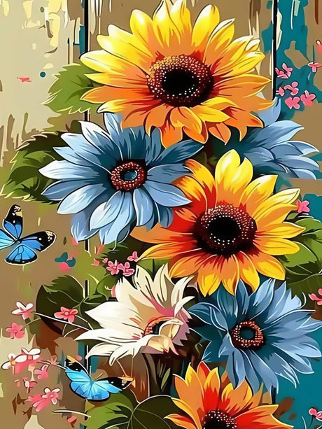 Flowers Paint by Numbers Kit for Adults,Sunflower Easy Adult Paint by Number Kits On Canvas,Color by Numbers for Home Wall Decor 16X20 Inch BYGFHLYW