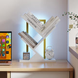 Qupui Tree Bookshelf with LED Lights, 3 Tier Floor Standing Bookcase, Classical Corner Shelf Kids Bookshelf, Tall Wood Book Storage for Bedroom, Living Room, Home Office, White Qupui
