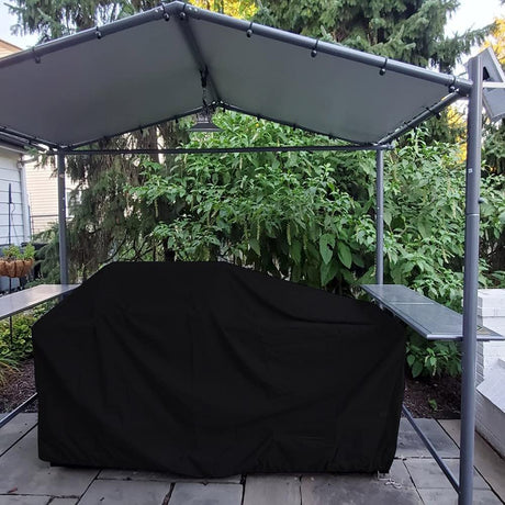 Cozzka 86 Inch Island BBQ Grill Head Cover Heavy Duty Waterproof Outdoor Kitchen BBQ Cover, Black Cozzka
