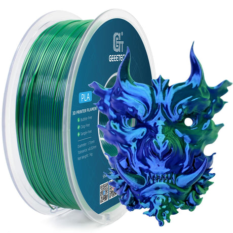 Geeetech 3D Printer Silk PLA Dual Color Filament,Metal-Like Shiny Silk Filament 1.75mm 1kg (2.2lbs) Spool,Dimensional Accuracy +/- 0.03 mm,Silk Blue Green Geeetech