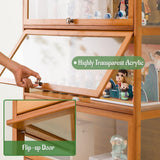 NENAGGE Curio Display Cabinet with Acrylic Doors for Collectibles Small Curio Cabinet 4 Tier 3 Tier Figures Display Case Toys Display Shelves Vitrina Storage Cabinet,Gray,3 Tier_Flip Up Door NENAGGE