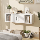 GOFLAME Floating TV Stand, Wall Mounted TV Console Table with Doors, Entertainment Media Center Under TV, Modern TV Cabinet for Living Room, Bedroom, Office, White GOFLAME