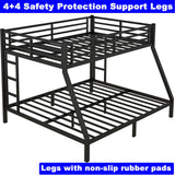 TEVHONE Upgraded Version Thicken Heavy-Duty Metal Queen Over King Bunk Bed for Adults, Steel King Size Bunk Bed Frame with Ladder, Easy Assemble (Queen Over King) TEVHONE