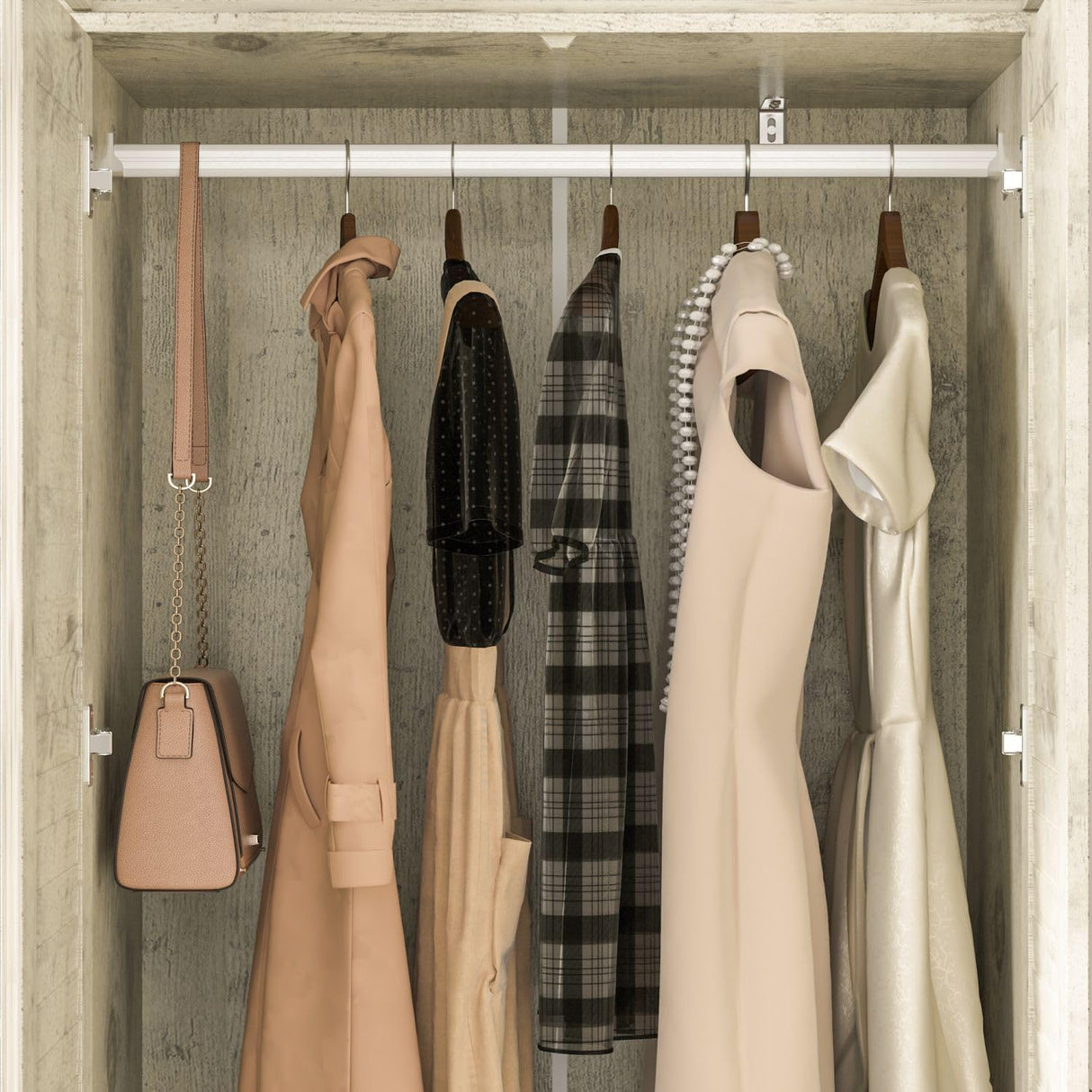 MOUMON 3 Shutter Door Wardrobe Armoire Closet with Shelves and 3 Drawers, Armoire Wardrobe Closet with Hanging Rod, Top Cube Storage, for Bedroom Wood Grain (44.3”W x 19”D x 94.5”H) MOUMON