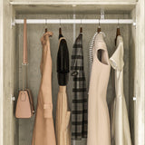 MOUMON 3 Shutter Door Wardrobe Armoire Closet with Shelves and 3 Drawers, Armoire Wardrobe Closet with Hanging Rod, Top Cube Storage, for Bedroom Wood Grain (44.3”W x 19”D x 94.5”H) MOUMON