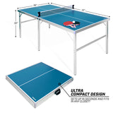 GoSports 6 ft x 3 ft Mid-size Table Tennis Game Set - Indoor / Outdoor Portable Table Tennis Game with Net, 2 Table Tennis Paddles and 4 Balls GoSports