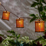 Decorative String Lights, 10 Incandescent Mini Bulbs with Natural Bamboo Woven Lampshade, 8.5Ft Connectable Waterproof Outdoor Lantern String Lights, Perfect for Patio, Garden Balcony, Pergola, Porch AVAMERY