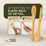 Woodlands-USA Wooden Spoons for Cooking - 6-Piece Wooden Kitchen Utensil Set - Natural Material Bamboo Spatula & wooden cooking utensils - Wooden Spatulas & Wooden Spoons Cooking Tools Set WOODLANDS USA