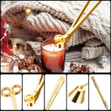 calary Candle Wick Trimmer, Candle Snuffer and Wick Dipper & Candle Accessory Set, 3 in 1 Candle Care Kit for Candle Lover (Gold) calary