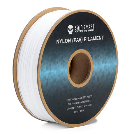 SainSmart PA6 Nylon Filament 1.75mm 3D Printer Filament, 1kg Cardboard Spool(2.2lbs), Dimensional Accuracy +/- 0.04 mm, Fit Most FDM Printer (White) SainSmart