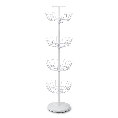 Honey-Can-Do SHO-01197 Shoe Tree with Spinning Handle, White, 4-Tier, 30 lbs Honey-Can-Do