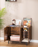 Hzuaneri Cat Litter Box Enclosure, Hidden Litter Box Furniture, Wooden Pet House Side End Table, Storage Cabinet Bench for Living Room, Bedroom, Rustic Brown CB01501B Hzuaneri