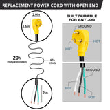 Iron Forge Cable RV Replacement Cord 10/3 30 Amp RV Extension Cord - 20 ft RV Power Cord NEMA TT-30P to Open End 3 Wire RV Power Cord 10 Gauge Heavy Duty STW Electrical Wire for Camper IRON FORGE CABLE