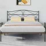 VECELO Full Size Metal Platform Bed Frame with Headboard and Footboard,Sturdy Slats Support Mattress Foundation, No Box Spring Needed,Dark Black VECELO