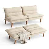 LINSY Futon Sofa Bed: 71 Inch Corduroy Futon Couch with Adjustable Backrest, Convertible Folding Futons Sofa Couches for Small Spaces Living Rooms Apartment Office, Beige LINSY