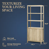 OAKHAM HOME Oxford Bookshelf, Tall Book Shelf with Doors Cabinet, 5-Tier Bookcase, Wooden Bookshelves with Fluted Panel, Large Bookcases with Storage for Living Room Bedroom (Sunwashed Ash Oak, 1PCS) OAKHAM HOME