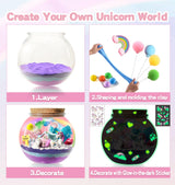 THINKKIE Unicorn Light Up Terrarium Kit for Kids - LED Night Light Birthday Gifts for Girls Ages 4 5 6 7 8-12 Year Old - Arts and Crafts for Kids THINKKIE