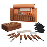 RexTact Wood Carving Kit Deluxe Hand Carving Tool Set, 16 Wood Whittling Kit High-Carbon Steel, Wood Art Tools 8 Whittling Knives & 4 Detail Carving Knives for Beginner &Professional Christmas Gift RexTact