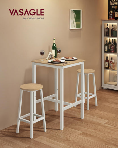 VASAGLE High Top Bar Table – Compact Oak Beige and White Kitchen & Pub Table for Narrow Spaces