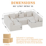 wanan 146'' Modular Sectional Couches for Living Room with Deep Seat, L-Shape Cloud Sofa Couch, High Density Memory Foam, Boneless Upholstered Couches, Easy Assembly (Warm White, 5 Seats) wanan