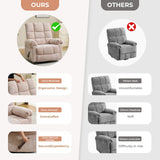 Rhevoy Swivel Rocker Recliner Chair with Heat and Massage, 26" Wide Oversized Rocker Recliner with Overstuffed Backrest,Swivel Glider Recliner for Living Room,Beige Rhevoy