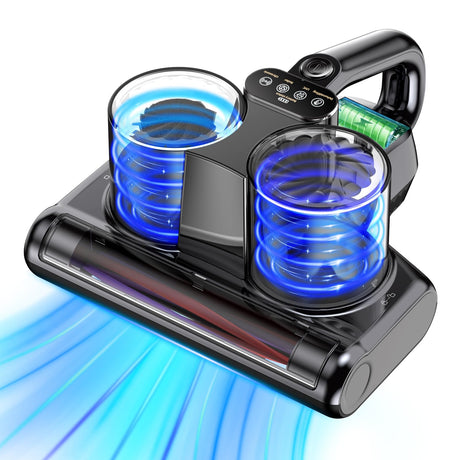 Mattress Vacuum Cleaner Cordless Bed Vacuum with 16Kpa Suction 253.7nm UV-C Light, Ultrasonic Technology, HEPA Filtration, Built-in 4*2500 mAh Battery, High/Low Dual Modes, Replacement Filter Included YUFAC