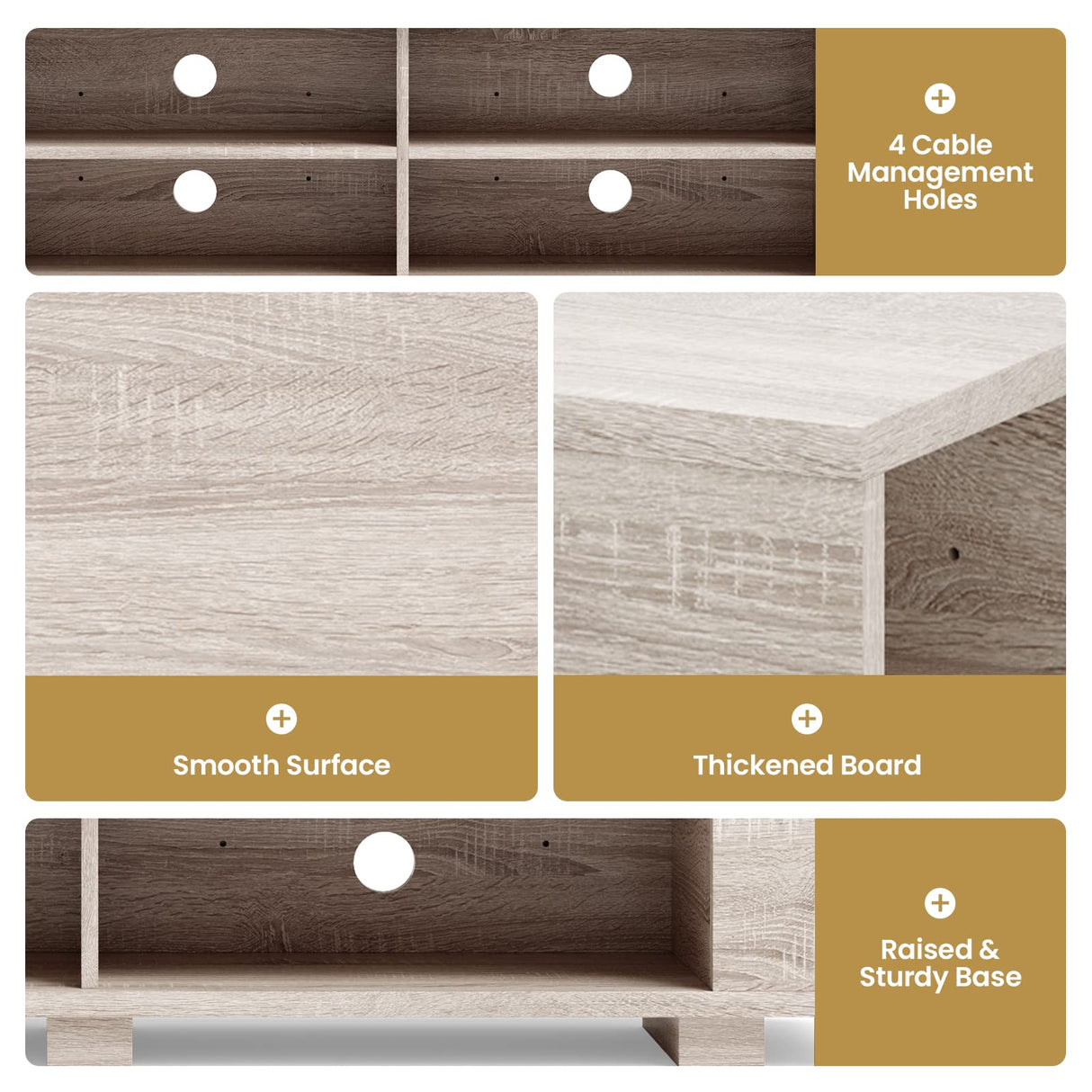 Tangkula Wooden TV Stand for TVs up to 65 Inch Flat Screen, Modern Entertainment Center with 8 Open Shelves, Farmhouse TV Storage Cabinet for Living Room Bedroom, TV Console Table (White Oak) Tangkula