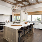 LOG BARN Large Farmhouse Chandelier Handmade Wood 4 Lights Fixtures Hanging for Dining, Bedrooms, Living Rooms and Hallway LOG BARN