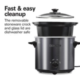 Hamilton Beach 4-Quart Slow Cooker with 3 Cooking Settings, Dishwasher-Safe Stoneware Crock & Glass Lid, Brushed Gray(33240) Hamilton Beach
