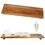 Fjord Teak Bathtub Tray - Towel & Gift Box Bundle - Sustainable Minimalist Wood Bath Tray for Tub - Fits Standard Bathtubs - Relaxing Bathtub Accessories Holder - Bath Caddy 29x8.5 in. Alma Japandi