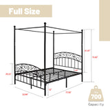 AUFANK Full Size Canopy Bed Frame Four-Poster Metal Platform Bed with Headboard and Footboard Sturdy Heavy Duty Steel Slat Support No Box Spring Needed Black AUFANK
