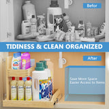 ROOMTEC Under Sink Organizers and Storage 19½” W x 21” D, 2 Tier Pull Out Cabinet Organizer with U Bracket, Adjustable Pull Out Cabinet organizer for Bathroom Kitchen(Left) ROOMTEC
