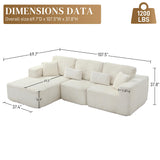 HYJT-H&K Modular Sectional Sofa Cloud Sectional Couch, 107" Comfy Fluffy L Shaped White Couches for Living Room, Deep Seat Memory Foam Plush Corduroy Boneless Couch Sectionals Left Facing Chaise Sofa HYJT-H&K
