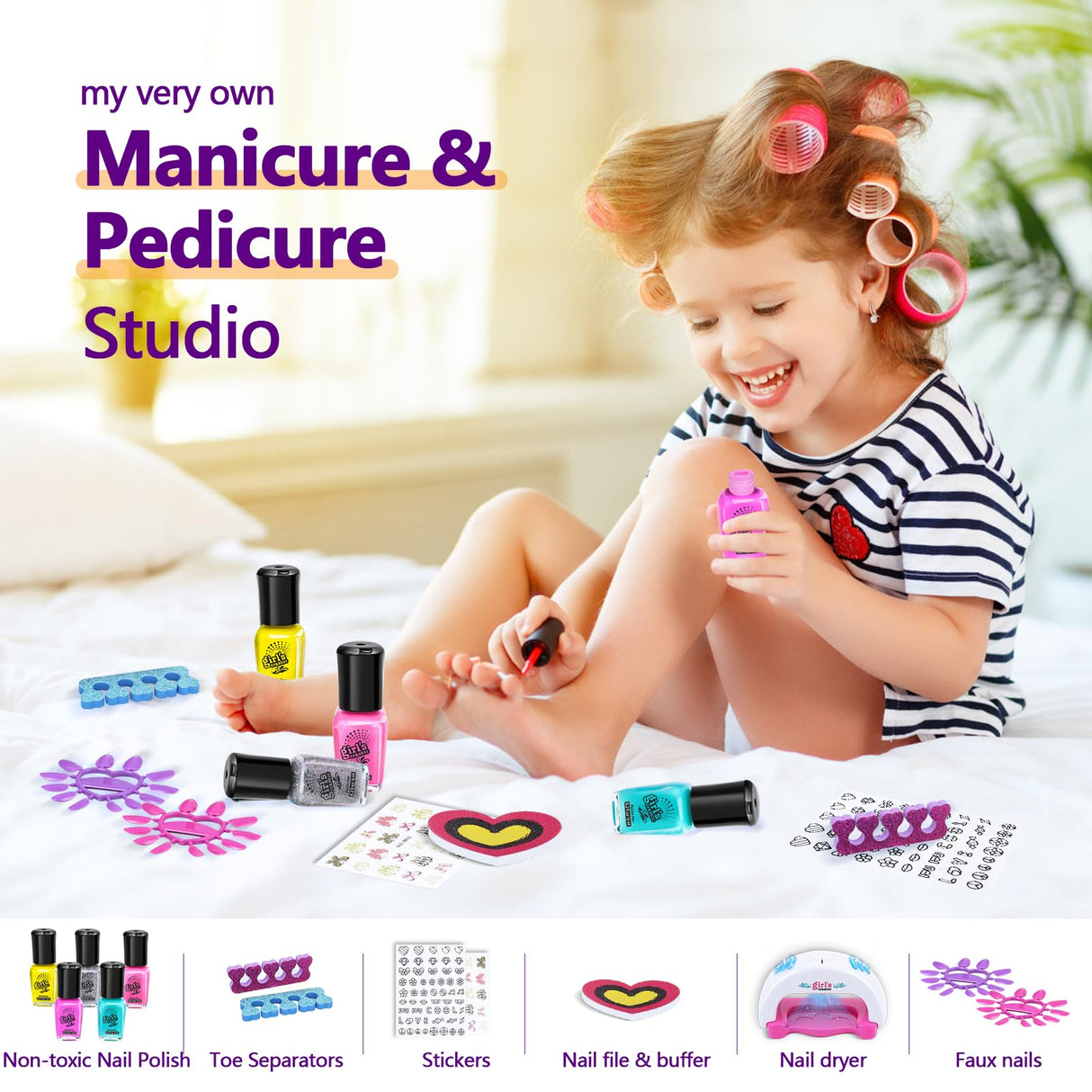 Kids Spa Kit for Girls Toy - Nail Polish Set for Girls Gifts 7-12 - Foot Spa Day Girl for Manicures Pedicure - Nail Art Salon Kit Christmas Birthday Gift for 6 7 8 9 10-12 Years Old (Kids Edition) Combaybe